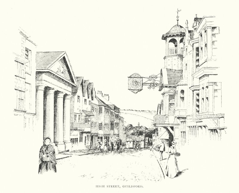 High Street, Guildford (litografi) av Duncan Moul