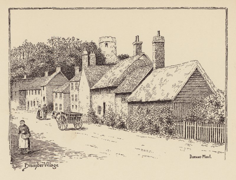 Sussex: Bramber Village (litografi) av Duncan Moul