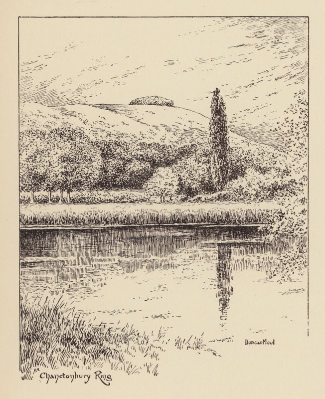 Sussex: Chanctonbury Ring (litografi) av Duncan Moul