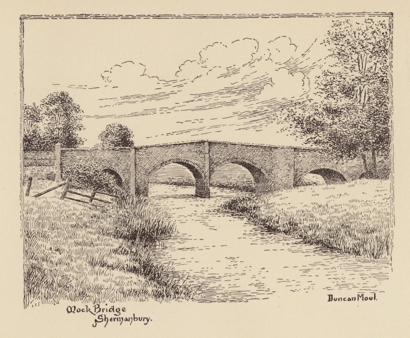 Sussex: Mock Bridge, Shermanbury (litografi) av Duncan Moul