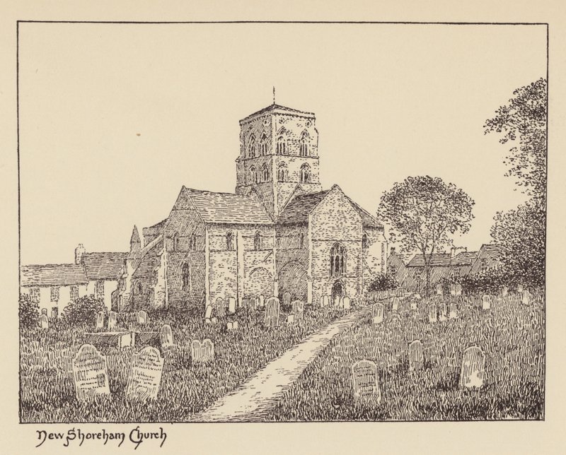 Sussex: New Shoreham Church (litografi) av Duncan Moul