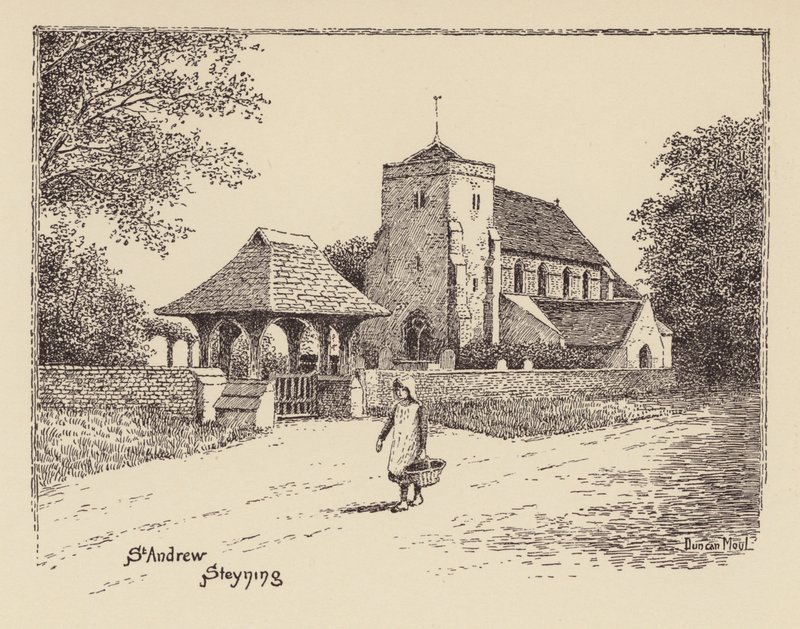 Sussex: St Andrew, Steyning (litografi) av Duncan Moul