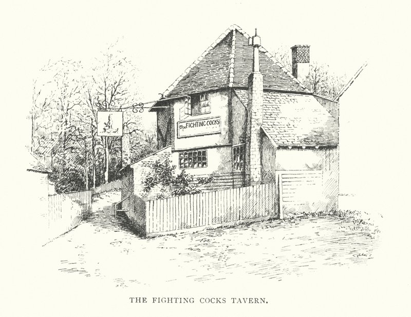 The Fighting Cocks Tavern (litografi) av Duncan Moul