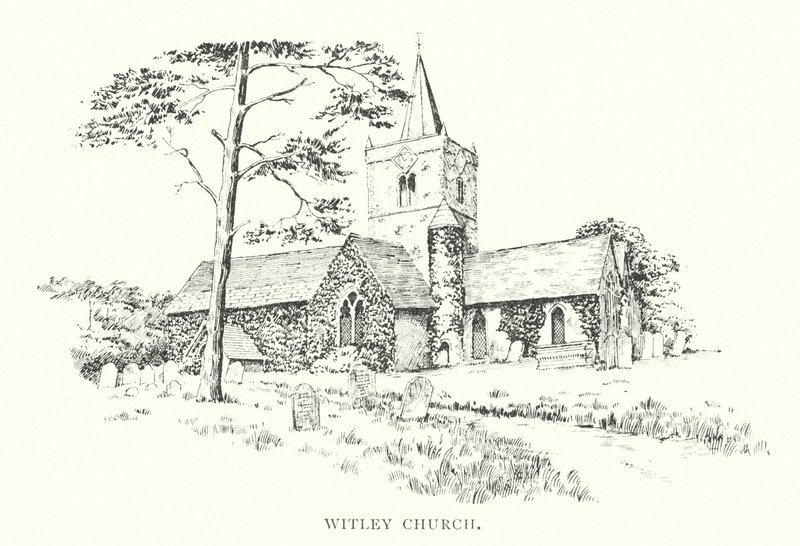 Witley kyrka (litografi) av Duncan Moul