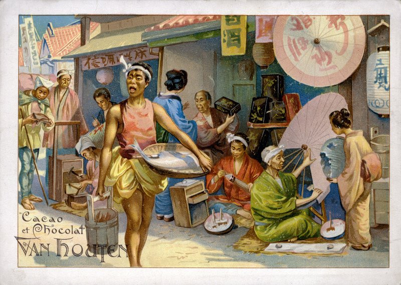 asiatisk marknadsscen av Dutch School