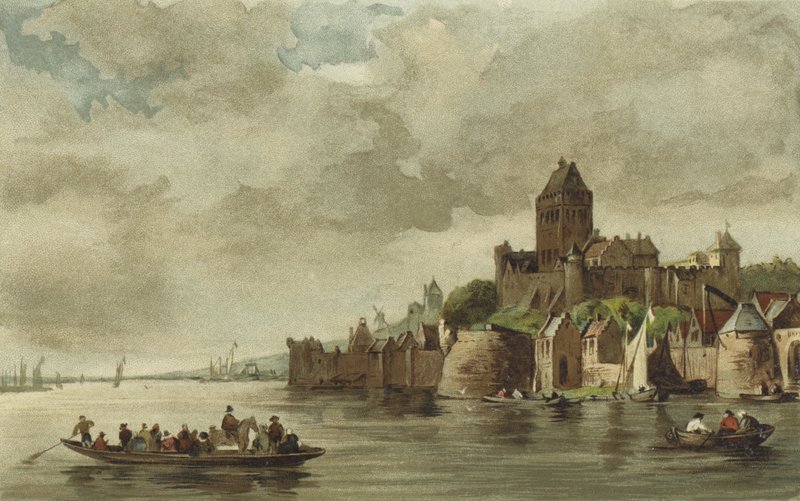 Utsikt över slottet Valkhof, Nijmegen av Dutch School