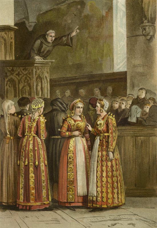 Kvinnor i traditionell frisisk dräkt, Nederländerna, 1400-talet av Dutch School