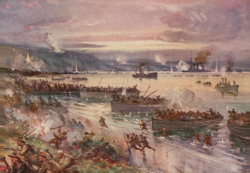 Dardanellernas operationer: australiensarnas landsättning i Gallipoli, april 1915 av E. S. Hodgson