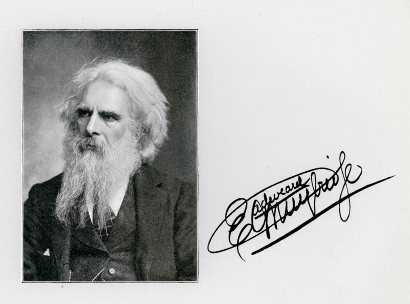 Eadweard Muybridge, porträtt och signatur (s/v foto) av Eadweard Muybridge