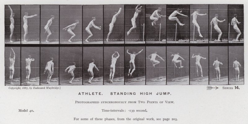 Den mänskliga figuren i rörelse: Atlet, stående höjdhopp av Eadweard Muybridge