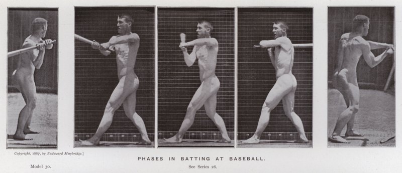 The Human Figure in Motion: Faser i vadd på baseboll (s/v foto) av Eadweard Muybridge