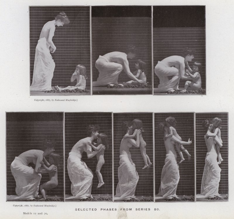 The Human Figure in Motion: Valda faser från serie 80 (s/v foto) av Eadweard Muybridge