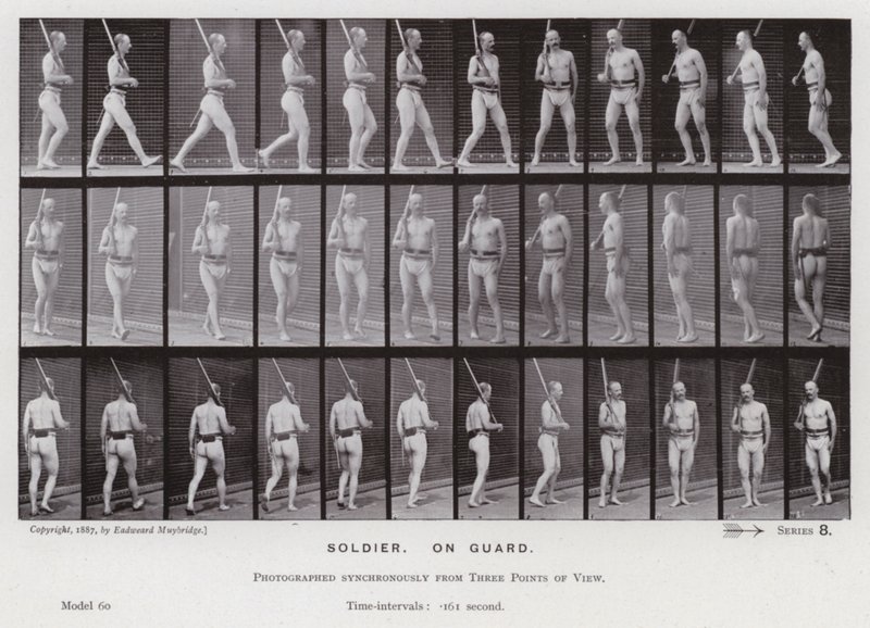 The Human Figure in Motion: Soldat, på vakt (s/v foto) av Eadweard Muybridge