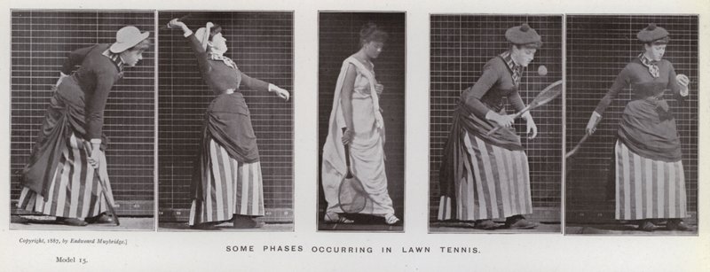 Den mänskliga figuren i rörelse: Några faser som inträffar i grästennis (s/v foto) av Eadweard Muybridge