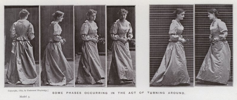 Den mänskliga figuren i rörelse: Vissa faser som inträffar när man vänder sig om (s/v foto) av Eadweard Muybridge