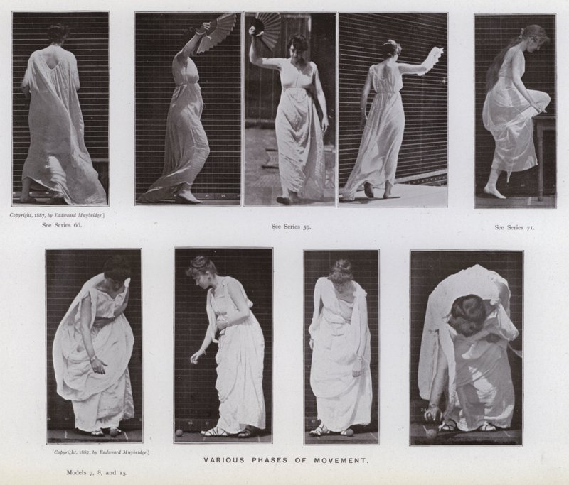 Den mänskliga figuren i rörelse: olika faser av rörelse (s/v foto) av Eadweard Muybridge