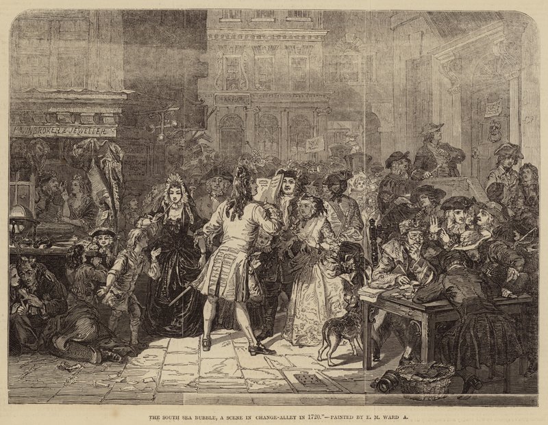 Söderhavsbubblan, en scen i Change-Ally 1720 av Edgar Melville Ward
