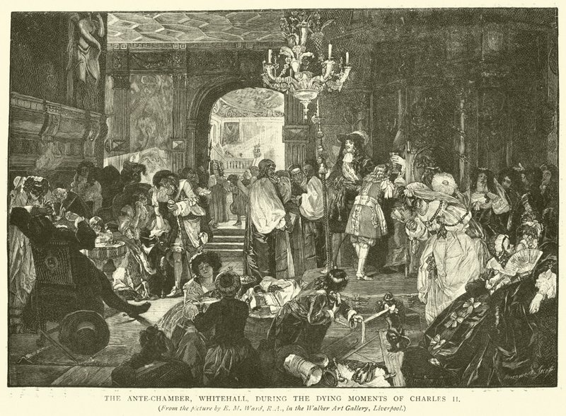 Ante-Chamber, Whitehall, under Karl II:s döende ögonblick av Edgar Melville Ward