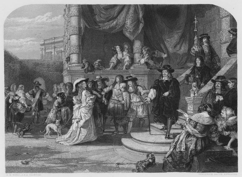 The Fall of Clarendon, från bilden i samlingen av den höge ärade Lord Northwick, en dubblett i Vernon Gallery av Edgar Melville after Ward