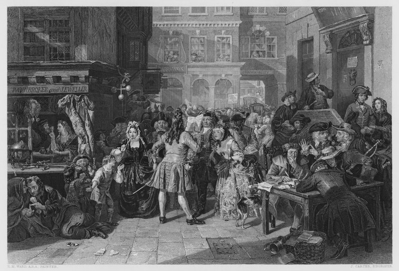 South-Sea Bubble, från bilden i Vernon Gallery av Edgar Melville after Ward