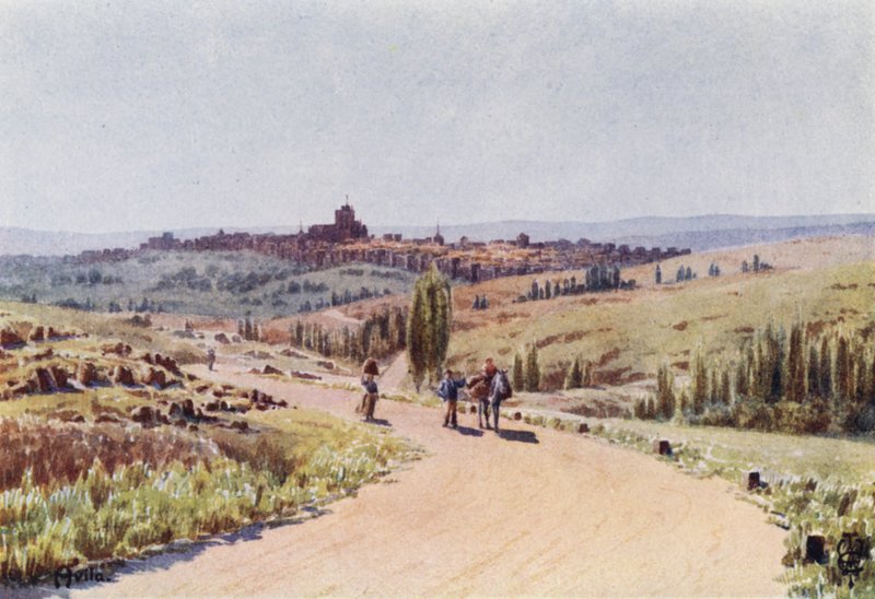 Norra Spanien: Avila, från nordväst (färg litho) av Edgar T. A. Wigram