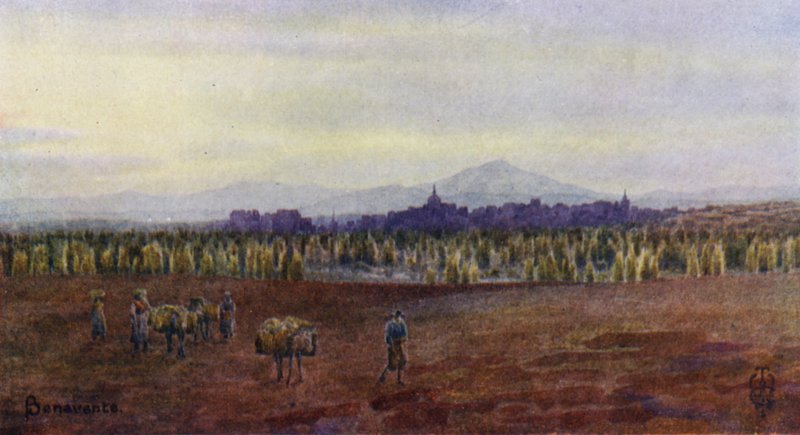 Norra Spanien: Benavente, från ovan bron Castro Gonzalo (färg litho) av Edgar T. A. Wigram