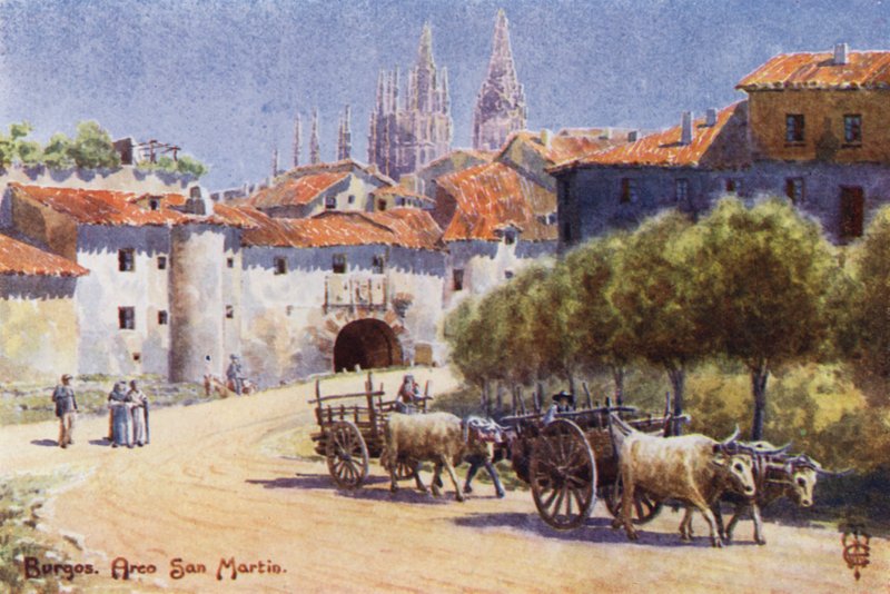 Norra Spanien: Burgos, Arco San Martin (färg litho) av Edgar T. A. Wigram