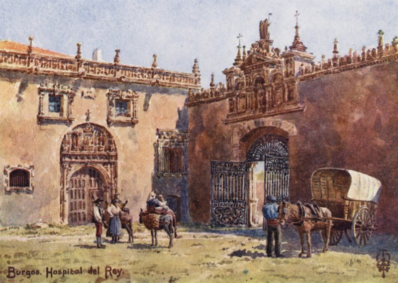 Norra Spanien: Burgos, Hospital del Rey (färg litho) av Edgar T. A. Wigram