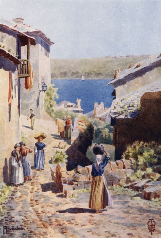 Norra Spanien: Rivadeo, An Approach to the Harbour (färg litho) av Edgar T. A. Wigram