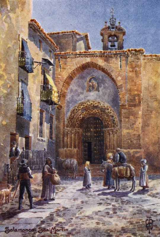 Norra Spanien: Salamanca, San Martins kyrka (färg litho) av Edgar T. A. Wigram