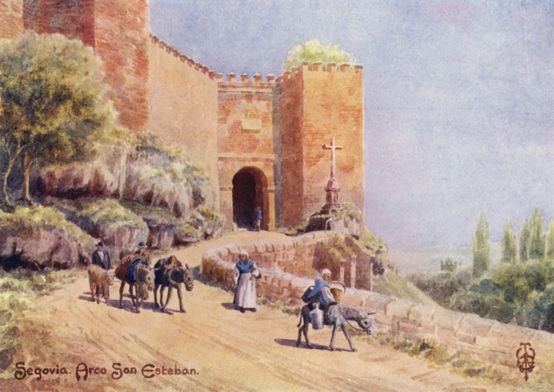 Norra Spanien: Segovia, Arco San Esteban (färg litho) av Edgar T. A. Wigram