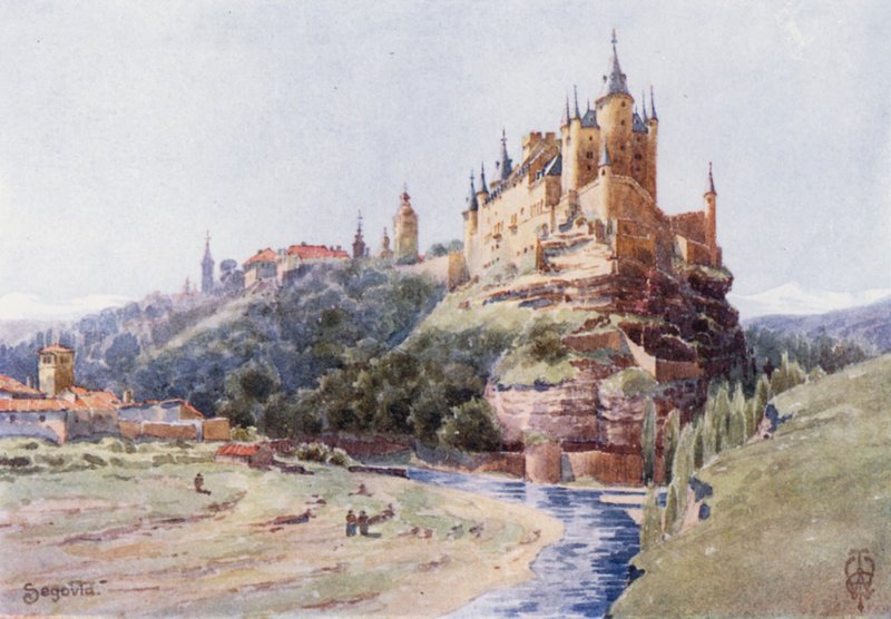 Norra Spanien: Segovia, Alcazar (färg litho) av Edgar T. A. Wigram