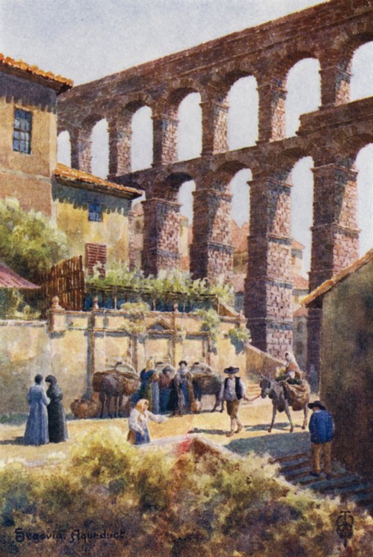 Norra Spanien: Segovia, Akvedukten (färg litho) av Edgar T. A. Wigram