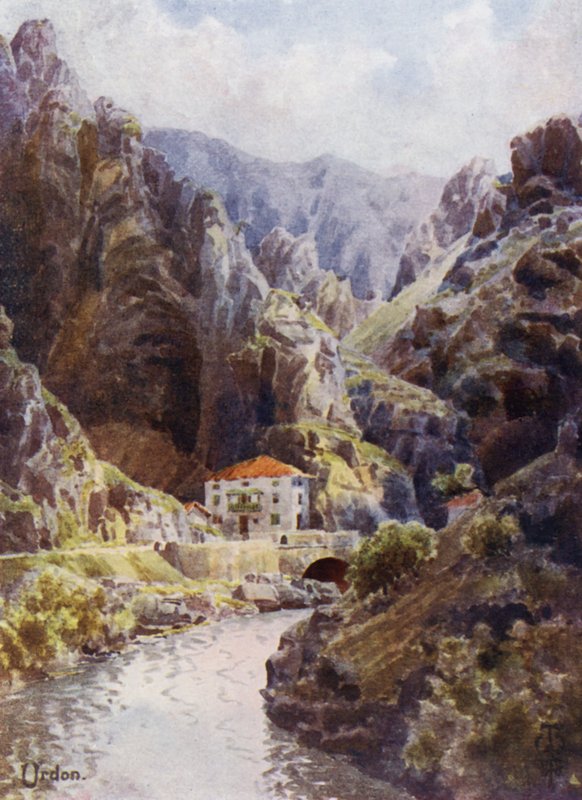 Norra Spanien: Deva Gorge, Urdon (färg litho) av Edgar T. A. Wigram