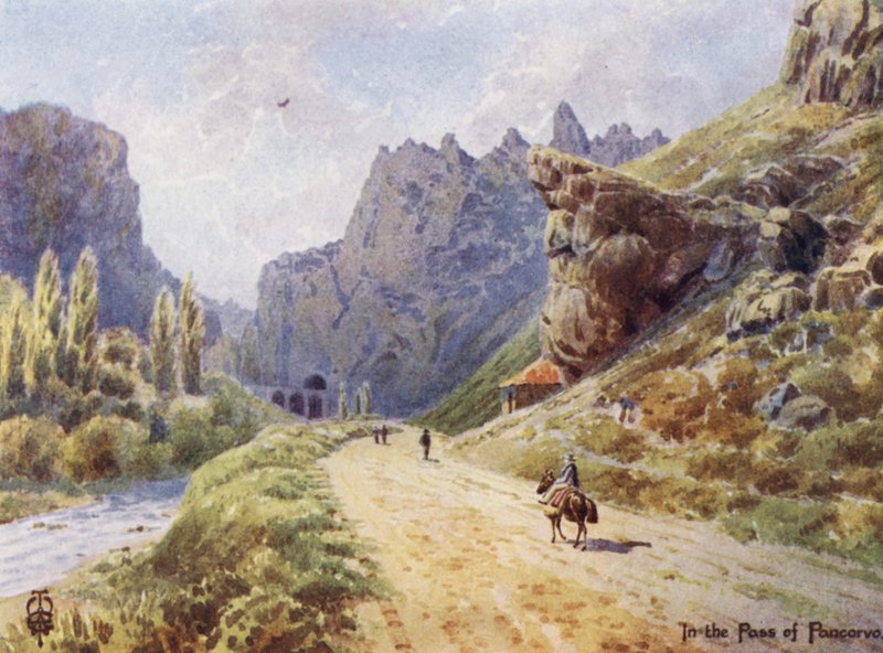 Norra Spanien: The Gorge of Pancorvo (färg litho) av Edgar T. A. Wigram