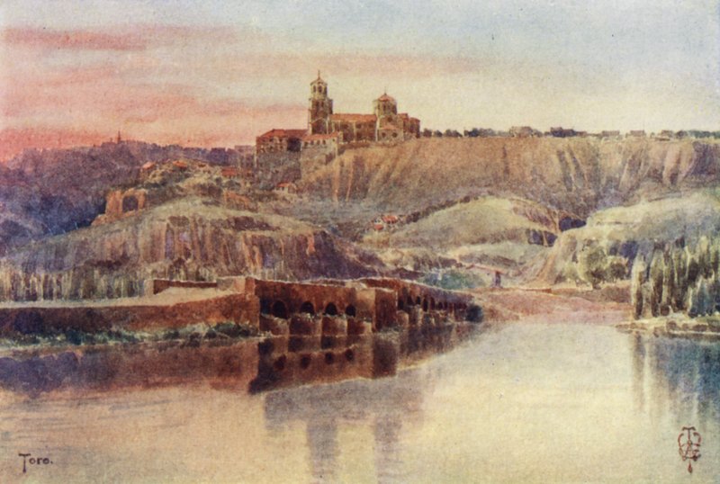 Norra Spanien: Toro, Från stranden av Duero (färg litho) av Edgar T. A. Wigram