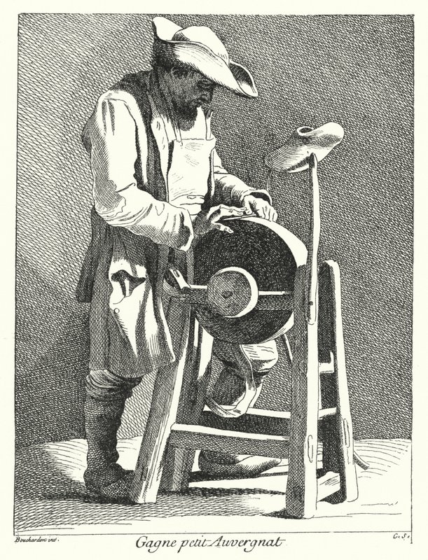 Knivslip från Auvergne (gravyr) av Edmé (after) Bouchardon