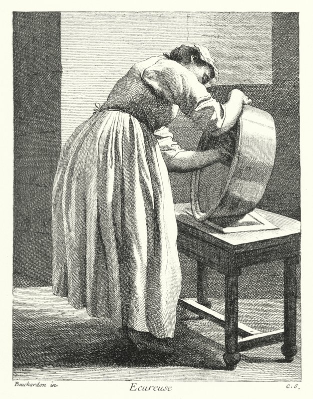 Scullery Maid (gravyr) av Edmé (after) Bouchardon