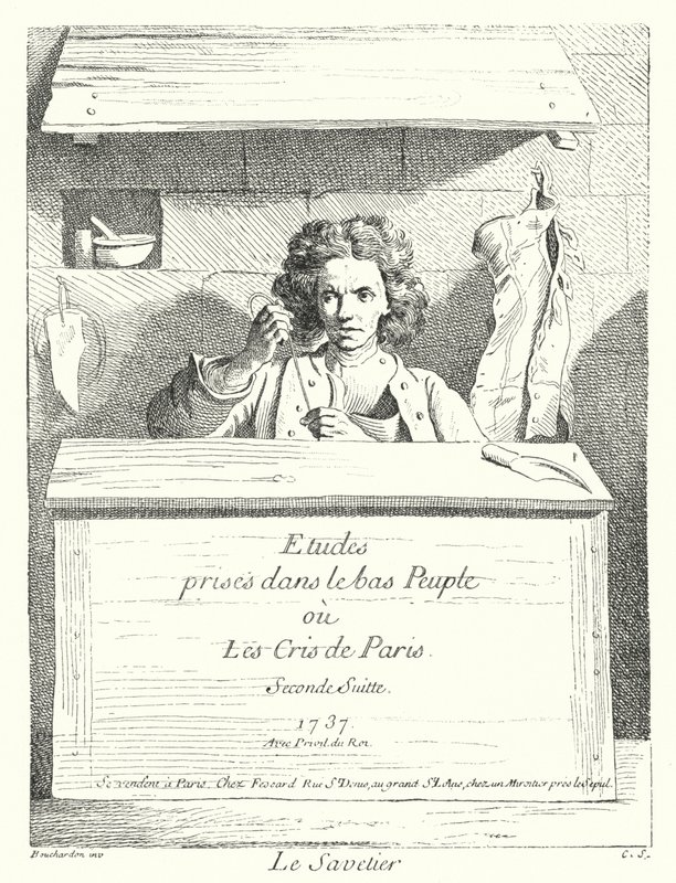 Skomakaren (gravyr) av Edmé (after) Bouchardon