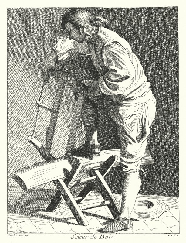Wood Sawyer (gravyr) av Edmé (after) Bouchardon