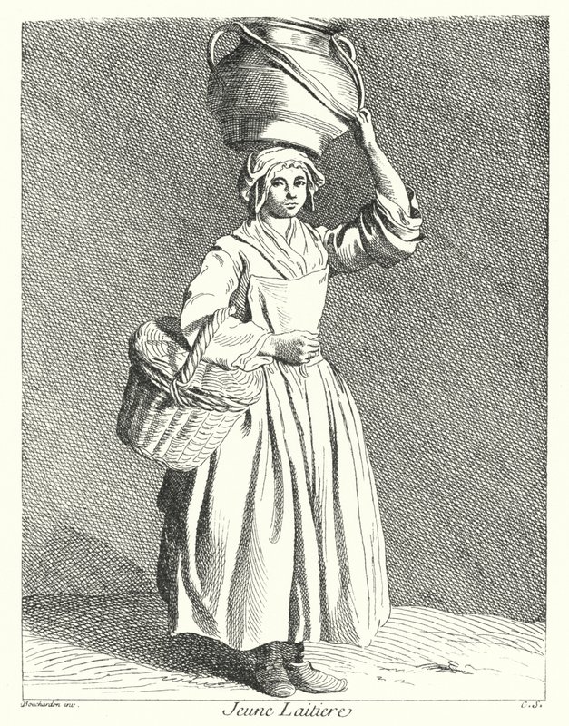 Young Milkmaid (gravyr) av Edmé (after) Bouchardon