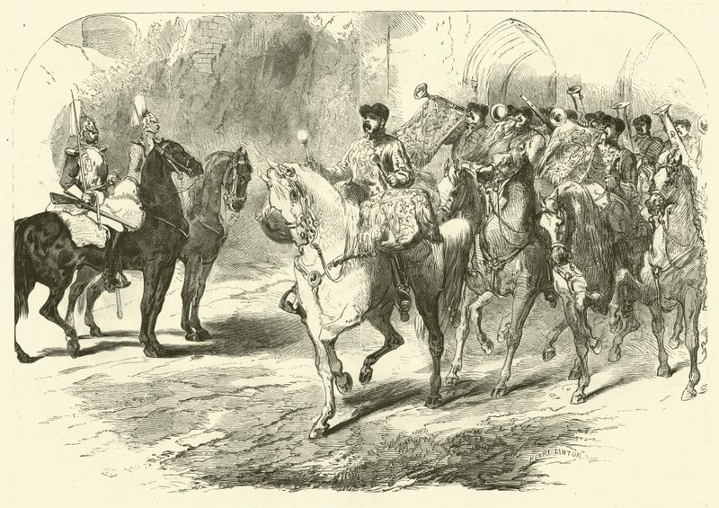 Band of the Horse Guards (gravyr) av Edmond (after) Morin