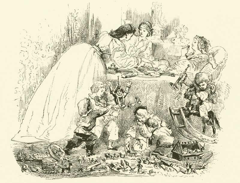 Scener av det parisiska livet: barns nyårsdag (gravyr) av Edmond (after) Morin