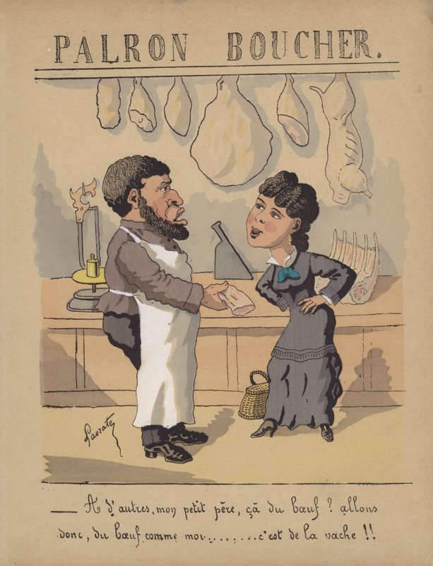 På en slaktare (färg litho) av Edmond Lavrate
