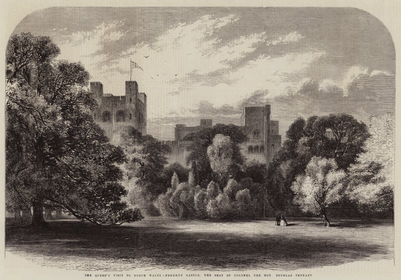 Drottningens besök i norra Wales, Penrhyn Castle, säte för överste den ärade Douglas vimpel av Edmund Morison Wimperis