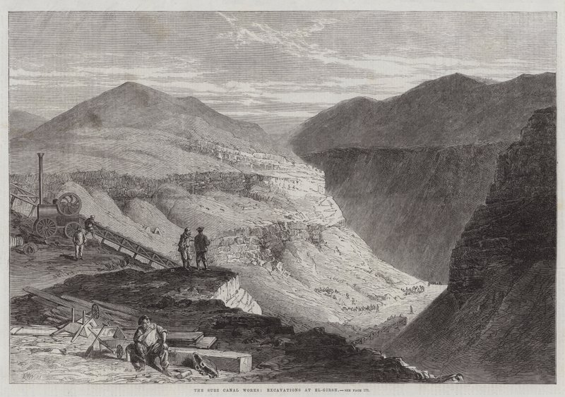 Suezkanalarbetet, utgrävningar vid El-Girsh av Edmund Morison Wimperis