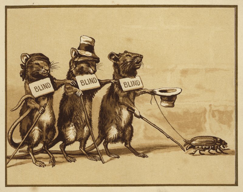 Illustration för tre blinda möss (färg litho) av Edmund G. Caldwell