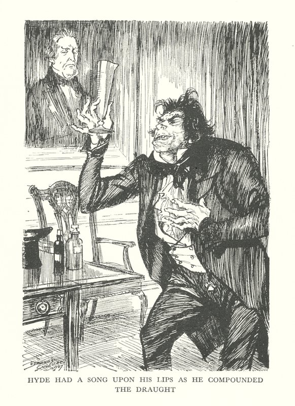 Illustration till R L Stevensons The Strange Case of Dr Jekyll  Mr Hyde (litografi) av Edmund Joseph (after) Sullivan