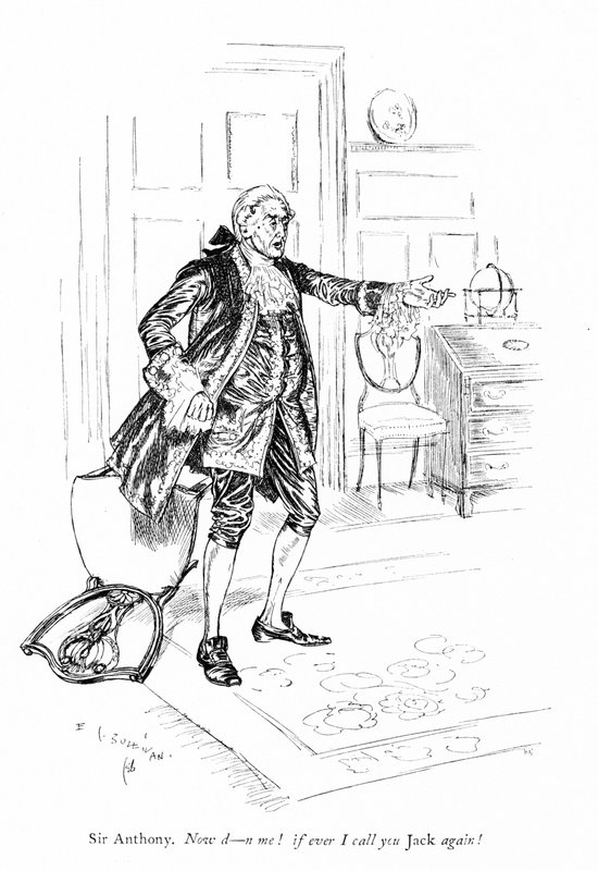 Illustration till Sheridans The Rivals (gravyr) av Edmund Joseph (after) Sullivan