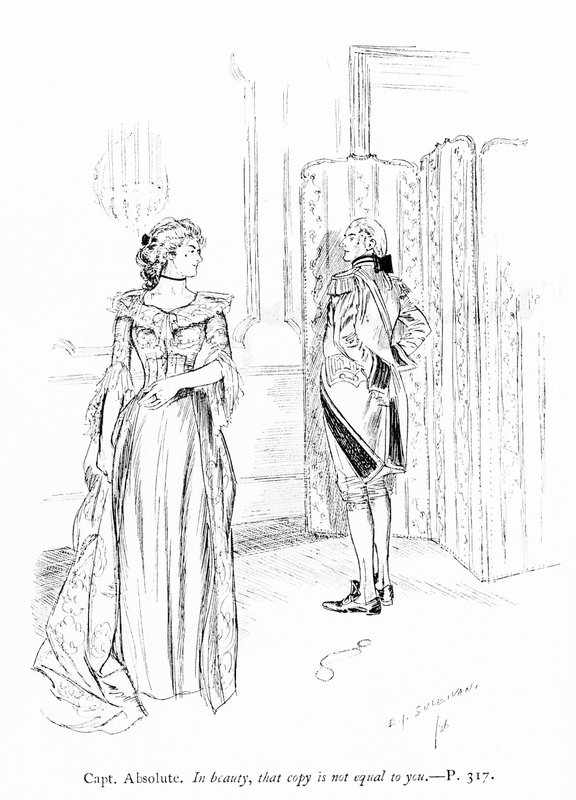 Illustration för Sheridans The Rivals (gravyr) av Edmund Joseph (after) Sullivan